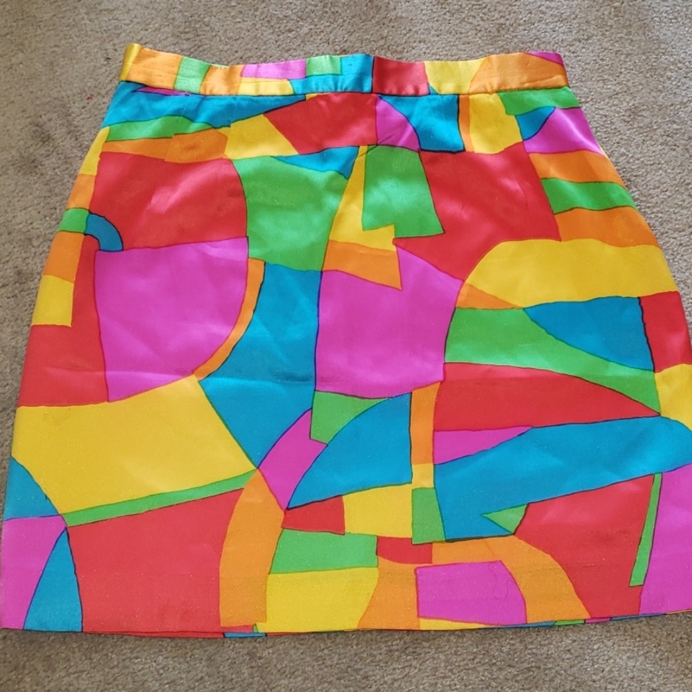 Pia Rucci silk lined multi color mini skirt
